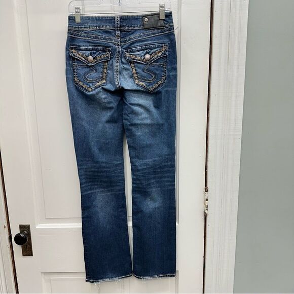 Silver suki mid slim boot cut thick stitch fluid denim jeans women's 27 x 31 - Picture 2 of 8